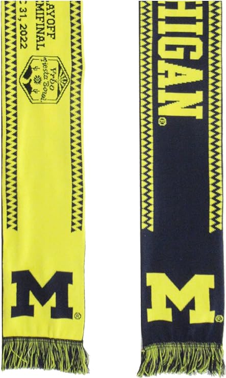 Official 2022 College Football Playoff Fiesta Bowl Michigan Wolverines Knitted Scarf