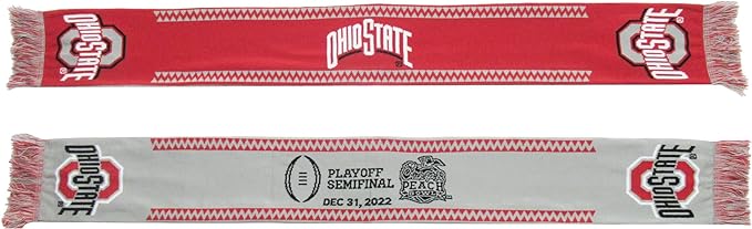 Official 2022 College Football Playoff Peach Bowl Ohio State Buckeyes Knitted Scarf