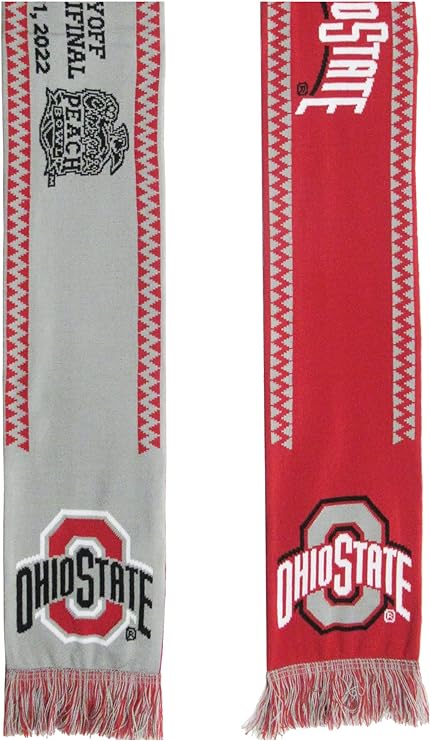 Official 2022 College Football Playoff Peach Bowl Ohio State Buckeyes Knitted Scarf