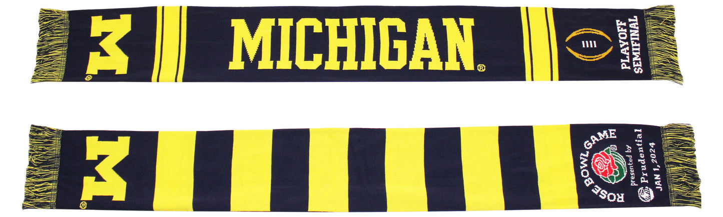 Official 2024 College Football Playoff ROSE BOWL Michigan Wolverines Knitted Scarf