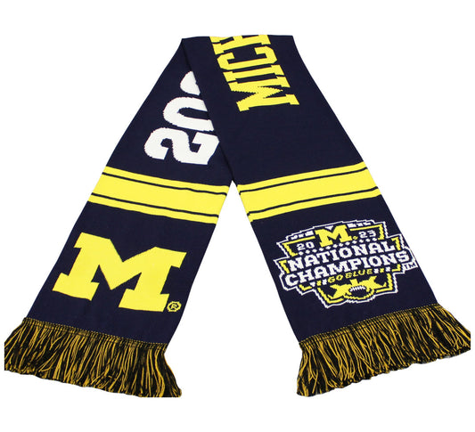Official 2023 College Football Playoff Champions Michigan Wolverines Knitted Scarf