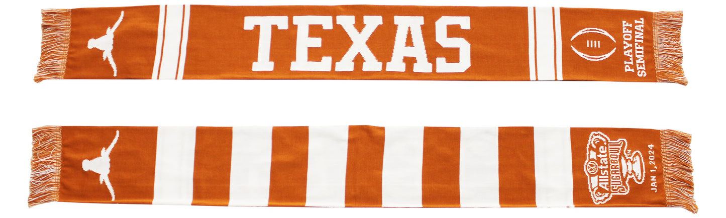 Official 2024 College Football Playoff SUGAR BOWL Texas Longhorns Knitted Scarf