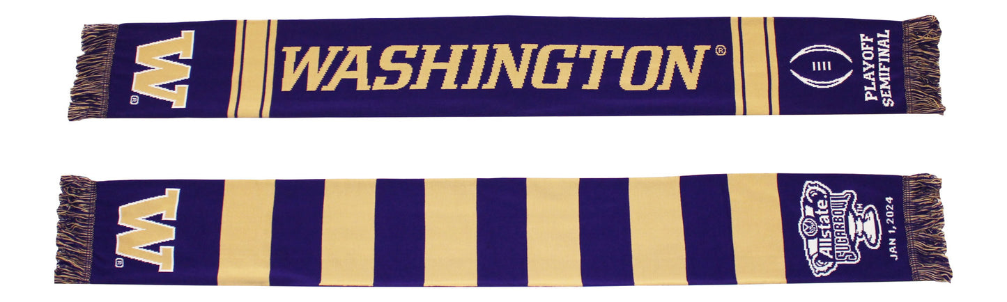 Official 2024 College Football Playoff SUGAR BOWL Washington Huskies Knitted Scarf